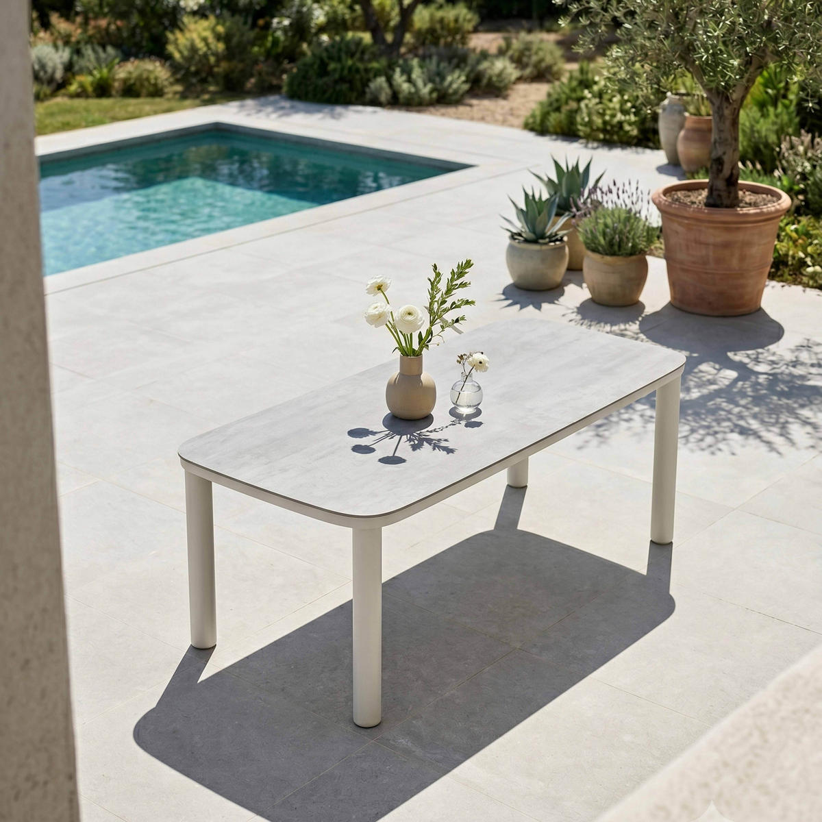 GARTENTISCH, Beige - Beige, Metall (213/90/75cm) - Oviala