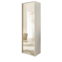 GARDEROBENSCHRANK weiß, Eiche Wotan 60 cm, Schuhschrank mit Spiegel - Eiche Wotan/Schwarz, Holzwerkstoff/Kunststoff (60/200/40cm) - Furn.Design