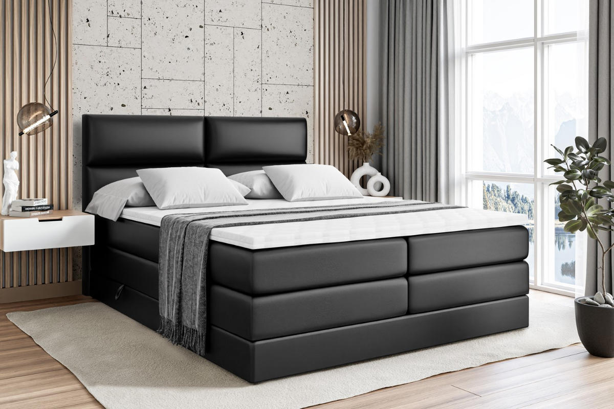 BOXSPRINGBETT BOXI3 KING - 140x200 - H3/H4 - Schwarz Hochglanz - Schwarz Hochglanz, Holzwerkstoff (140/200cm) - ALTDECOR