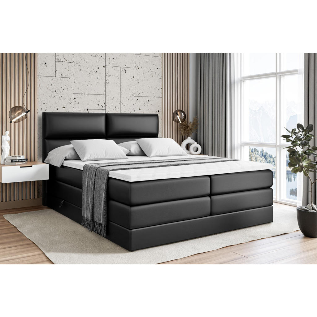 Thumbnail - Altdecor Boxspringbett, Schwarz Hochglanz, Holzwerkstoff, Höhe ca. 20 cm, 200x200 cm, Schlafzimmer, Betten, Boxspringbet...