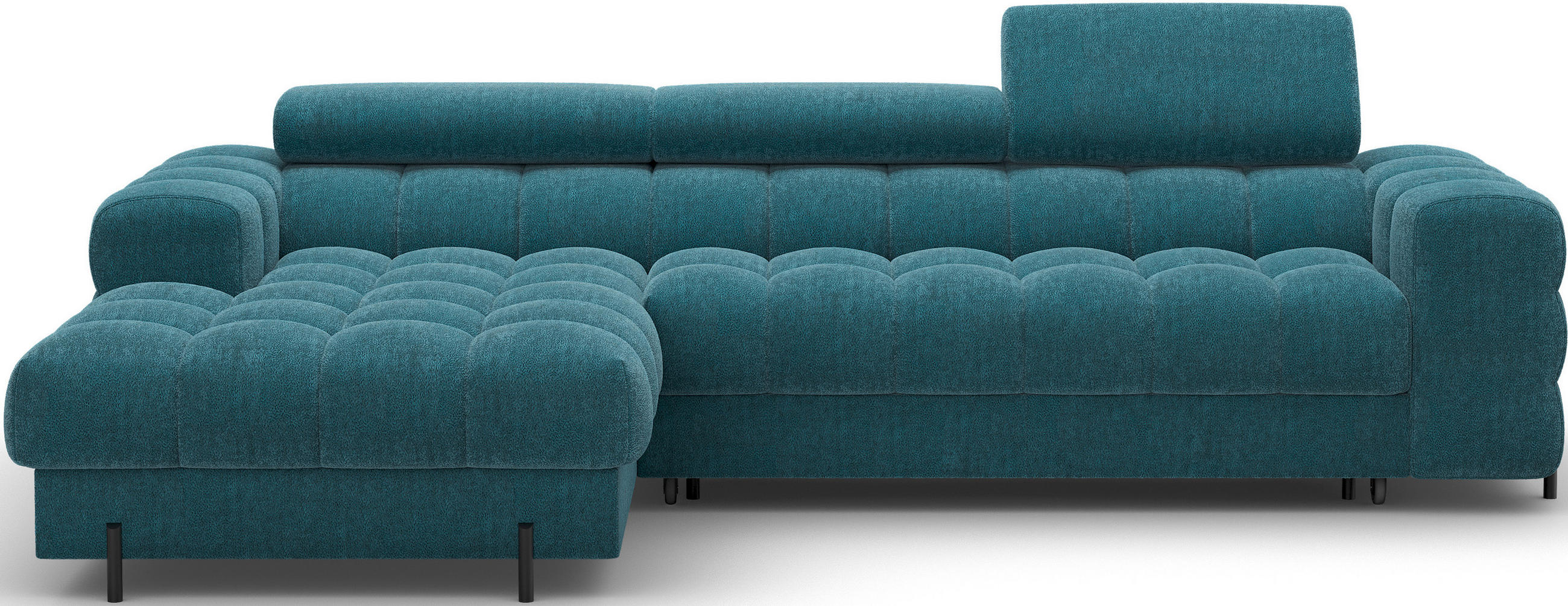 ECKSOFA FELRO mit Schlaffunktion, Bettkasten & verstellbaren Kopfstützen – Modernes Premium-Ecksofa in L-Form - Blau, Kunststoff (285/181cm) - Wohnideebilder