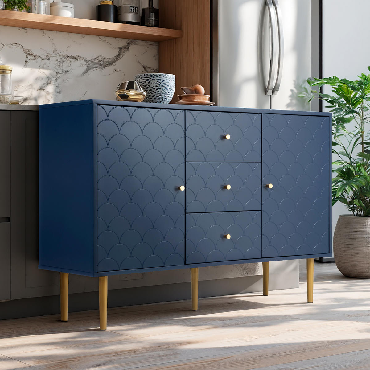 SIDEBOARD Blau 82/40/120 cm - Blau, Holzwerkstoff (40/120/82cm) - Urban Meuble