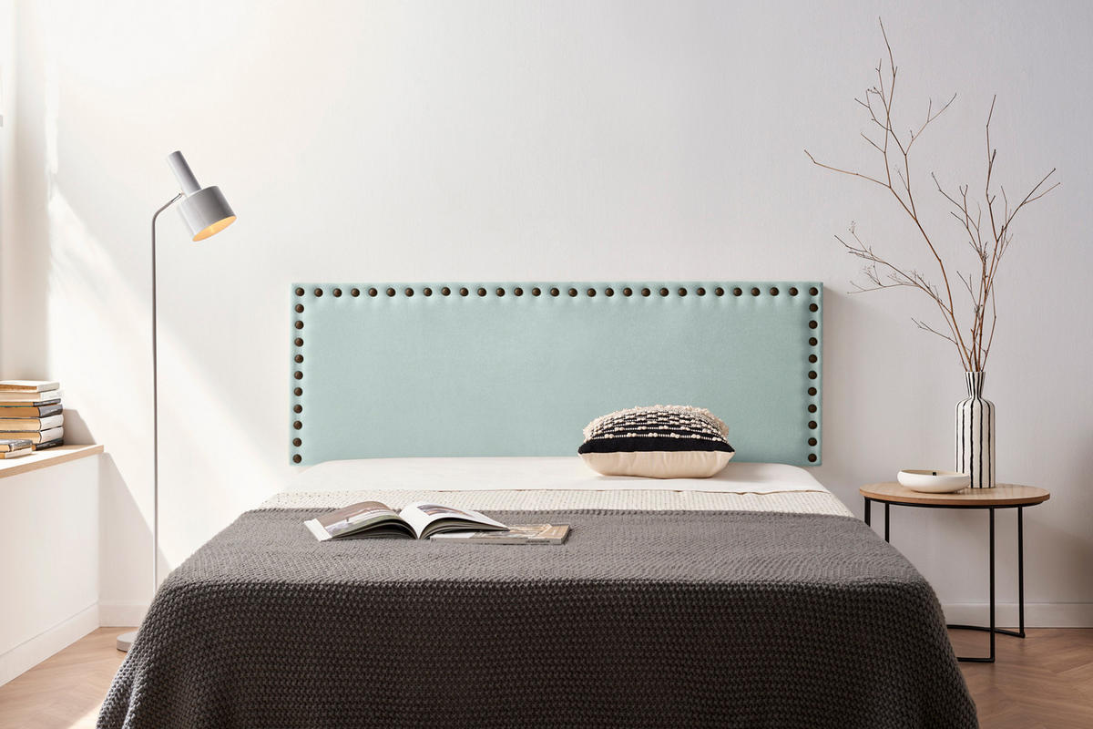 Kopfteil gepolstert MODENA Aqualine 145x55x8 cm - Wassergrün - Moonia - Pastellgrün, Holz (145/8/55cm)