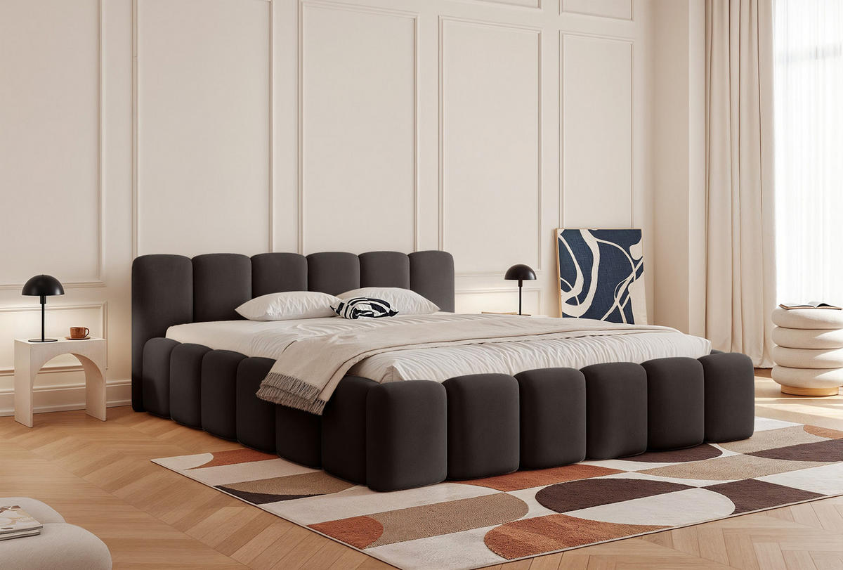 POLSTERBETT Limata 160x200 cm, Anthrazit - Anthrazit, Textil (160/200cm) - Fedve