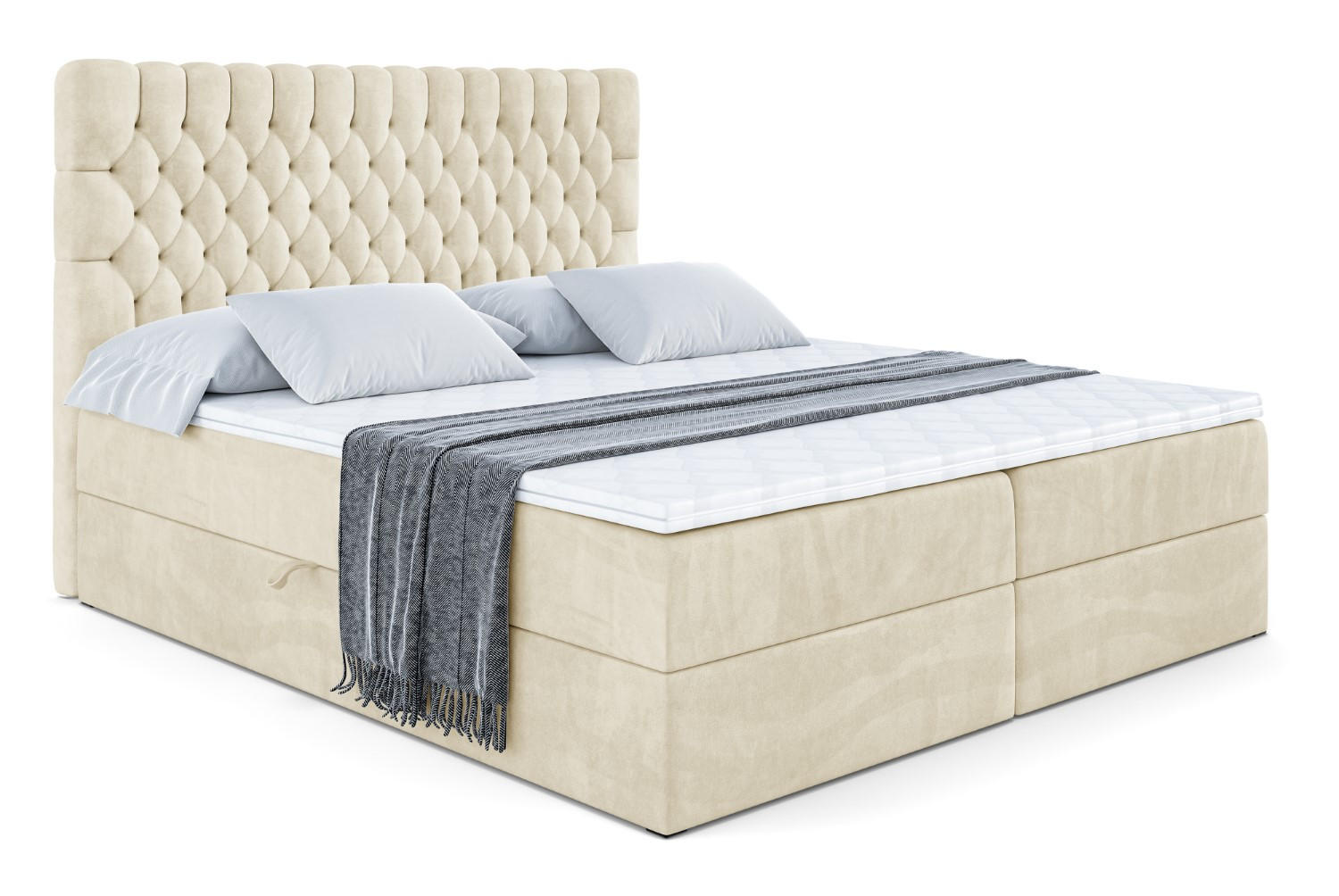 BOXBETT mit Matratze H3 und Lattenrost - SERENE - 160x200 Beige - Beige, Holzwerkstoff (160/200cm) - ALTDECOR