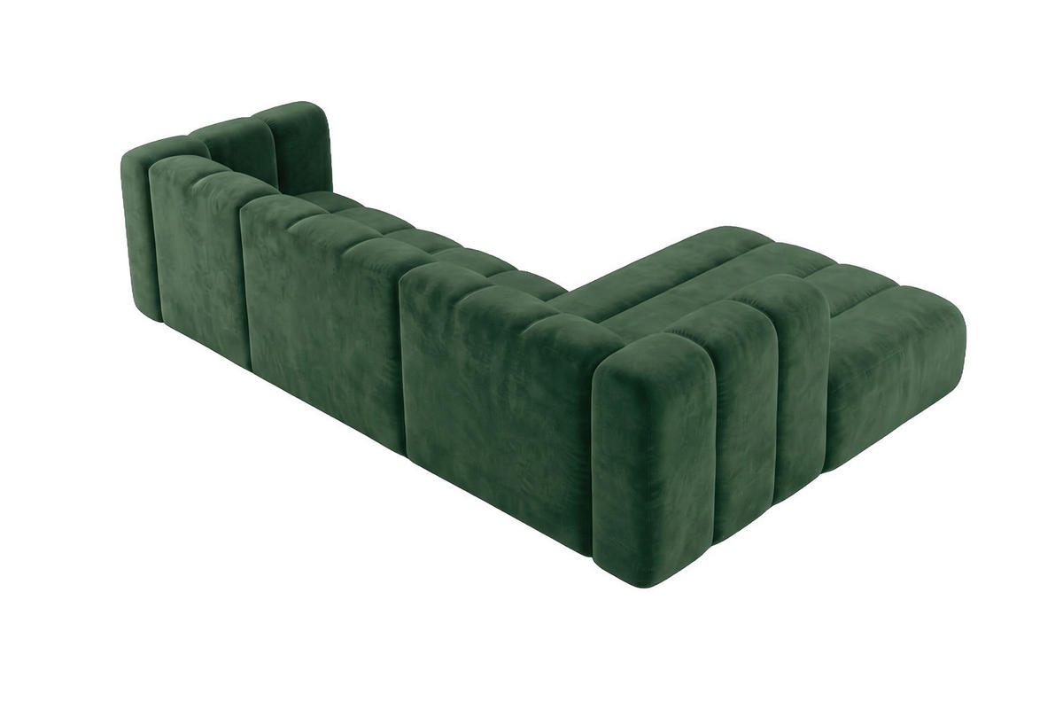 ECKSOFA Modulares In L-Form, Velvet-Stoff Riviera, Grün, Rechts, GRAND 287 cm - Grün, Holz (287/179cm) - Kaiser Möbel