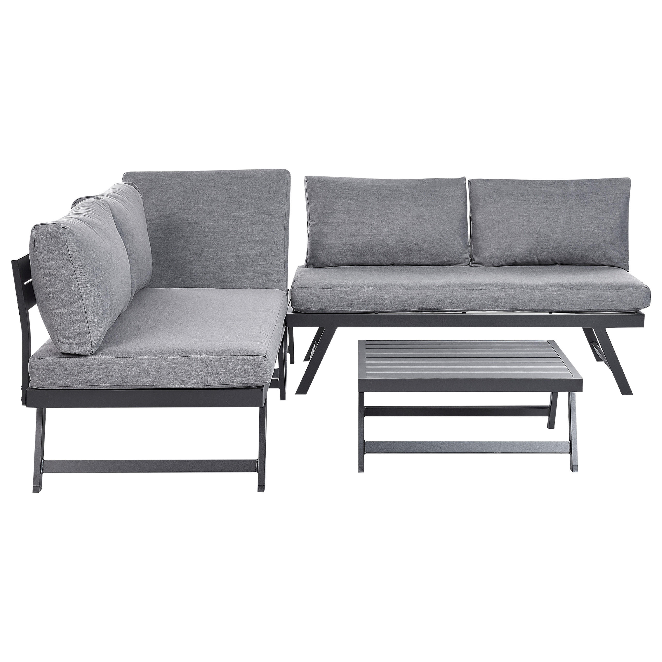 LOUNGE SET 5-Sitzer modular schwarz Auflagen dunkelgrau Coccorino - Dunkelgrau/Dunkelbraun, Metall - Beliani