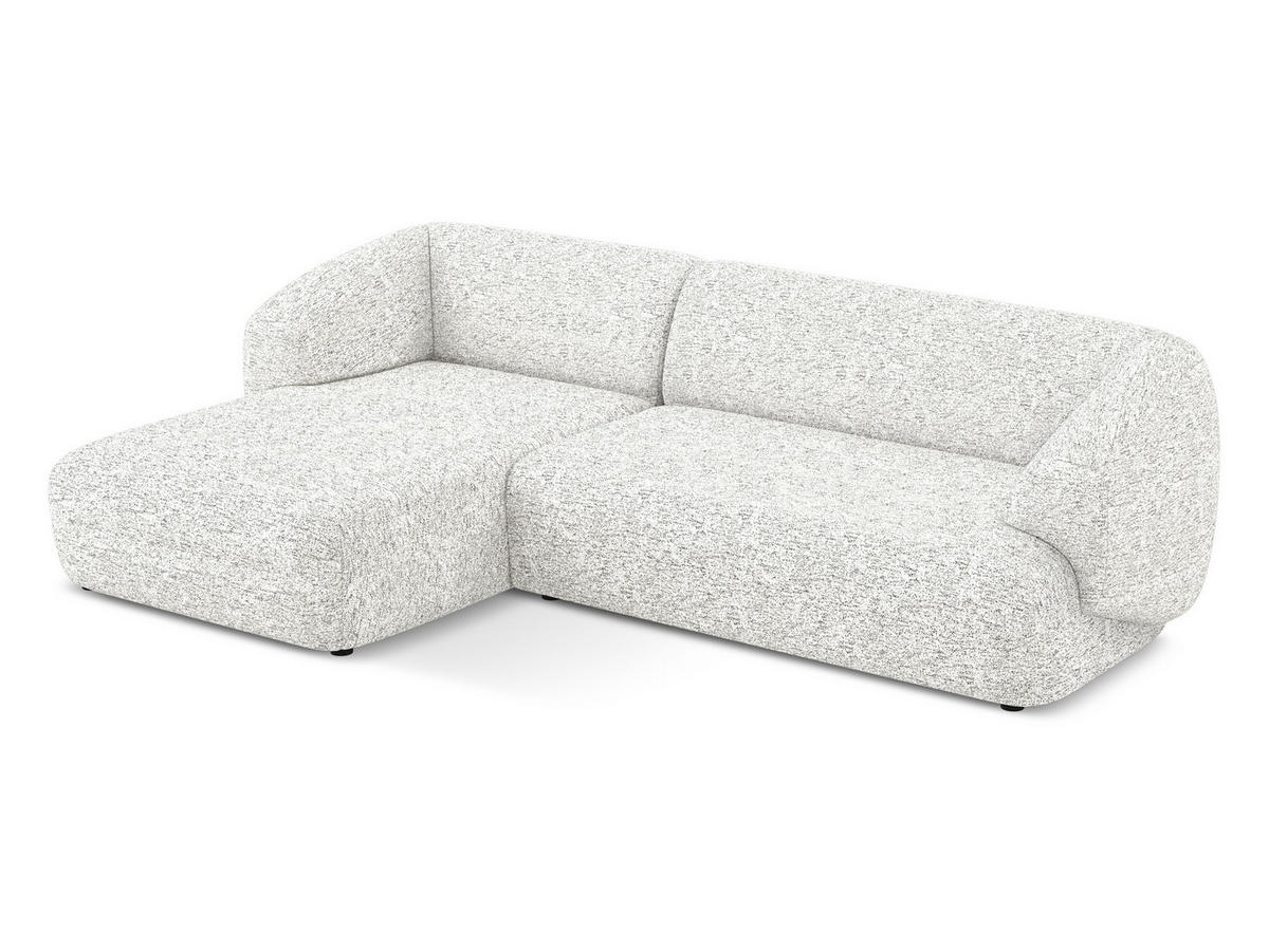 ECKSOFA links Strukturstoff Stoff Weiß - Beige/Schwarz, Kunststoff/Textil (156/280cm) - Makamii