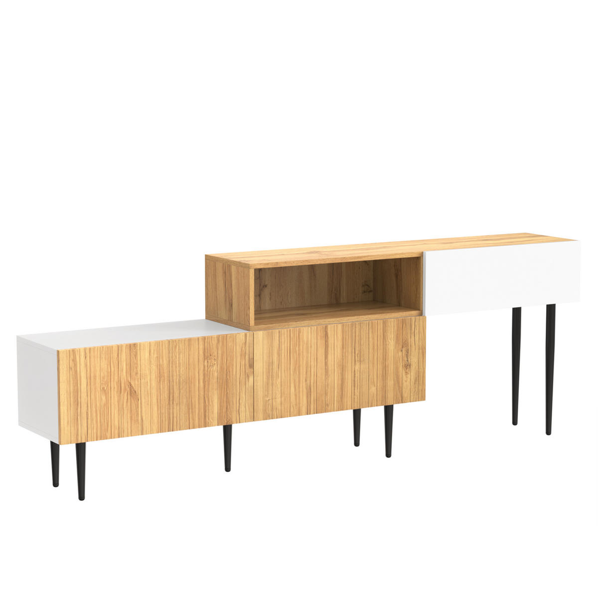 TV-SCHRANK 2-tlg. Holz, Weiß, Schwarz - Ahornfarben/Weiß, Holz (30/63.5/220cm) - Raumix