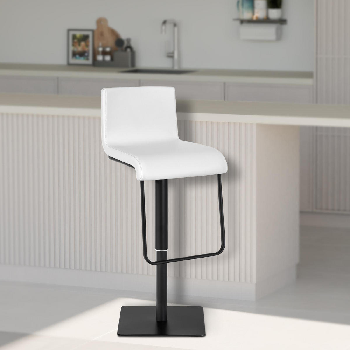 BARHOCKER Limon Kunstleder 80-103 cm Weiß - Weiß, Leder (39/80/46cm) - furnicato