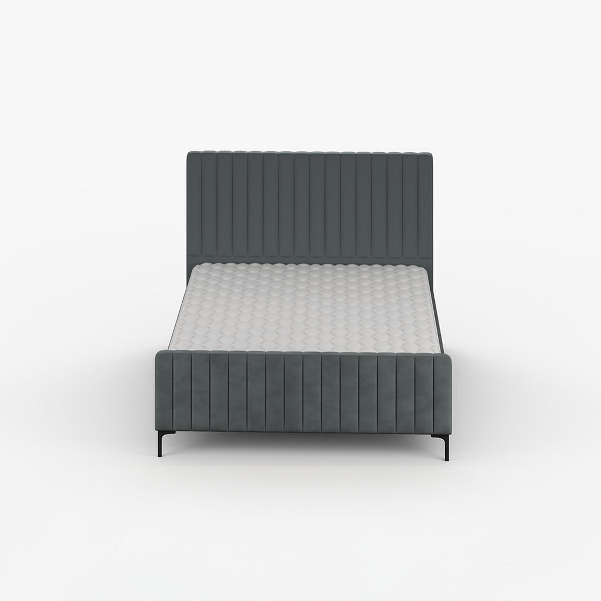 POLSTERBETT AURORA, Lattenrost, ohne Bettkasten, gepolsterte Kopfstütze 160/200 in Grau - Schwarz/Grau, Holz/Textil (160/200cm) - imoebel24