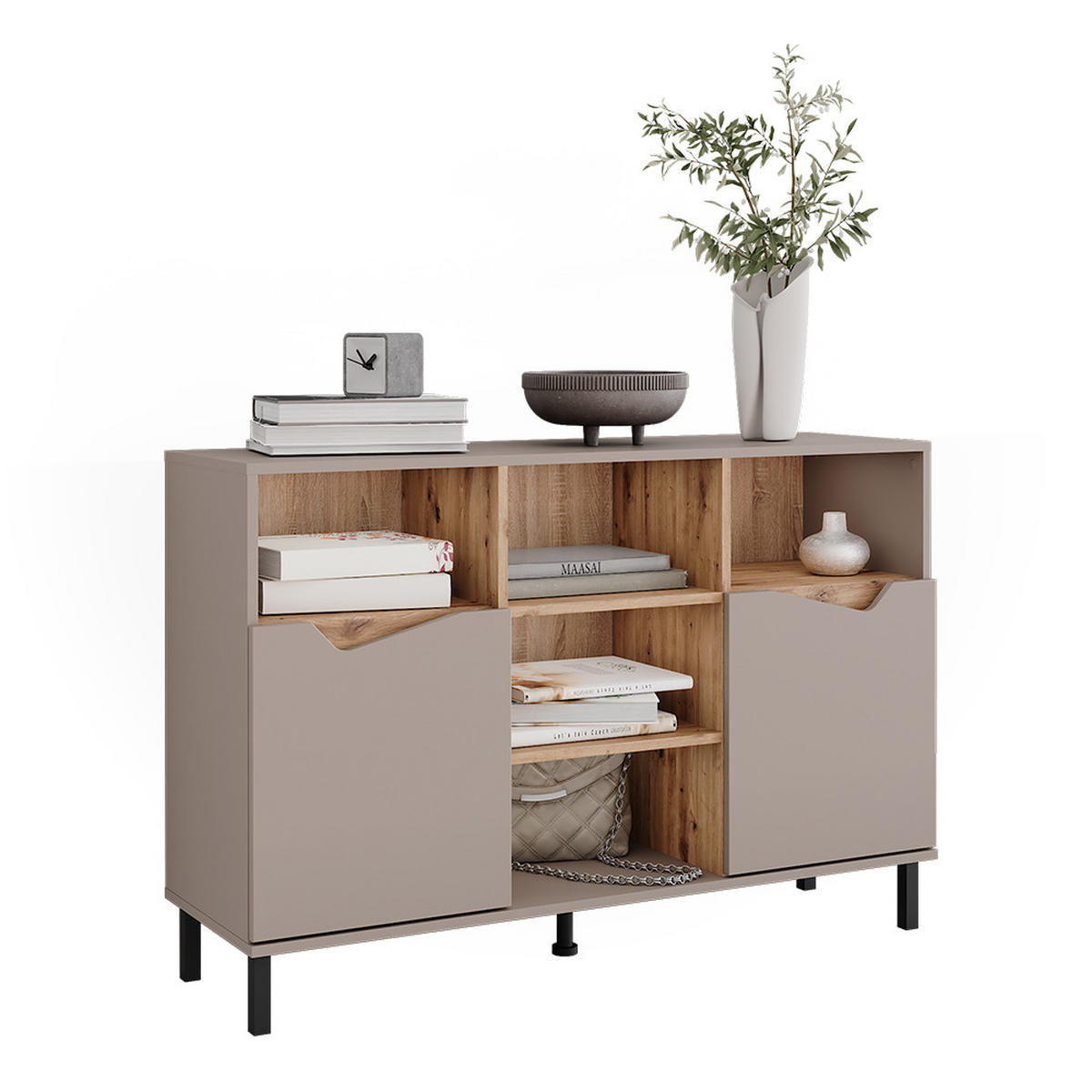 KREDENC Marelle Béžový dub/Artisan - šedobéžová, kompozitní dřevo (120/81.3/38cm) - Vicco