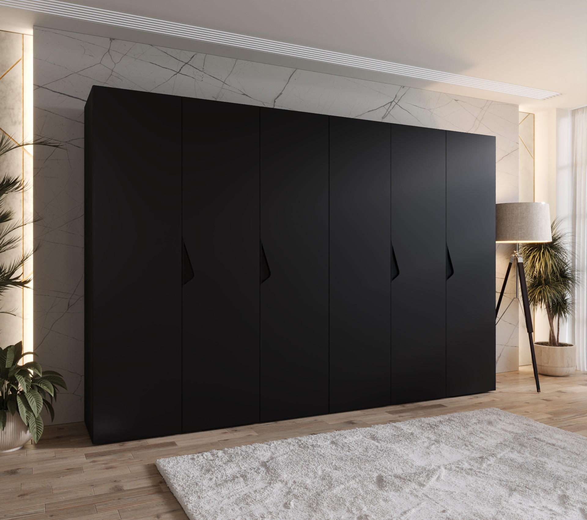 DREHTÜRENSCHRANK 202/300/52 6-türig - Schwarz, Holz/Metall (300/202/52cm) - Abiks Möbel