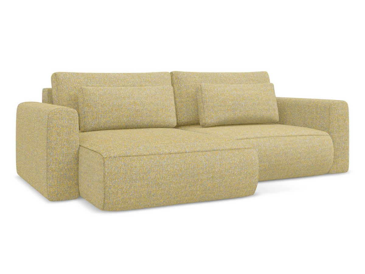 ECKSOFA mit Schlaffunktion Strukturstoff Stoff Gelb - Currygelb/Gelb, Kunststoff/Textil (149/240cm) - Makamii