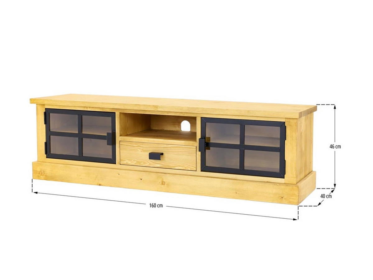 TV-SCHRANK aus Massivholz Industrial - Honig, Holz (160/46/40cm) - Seart