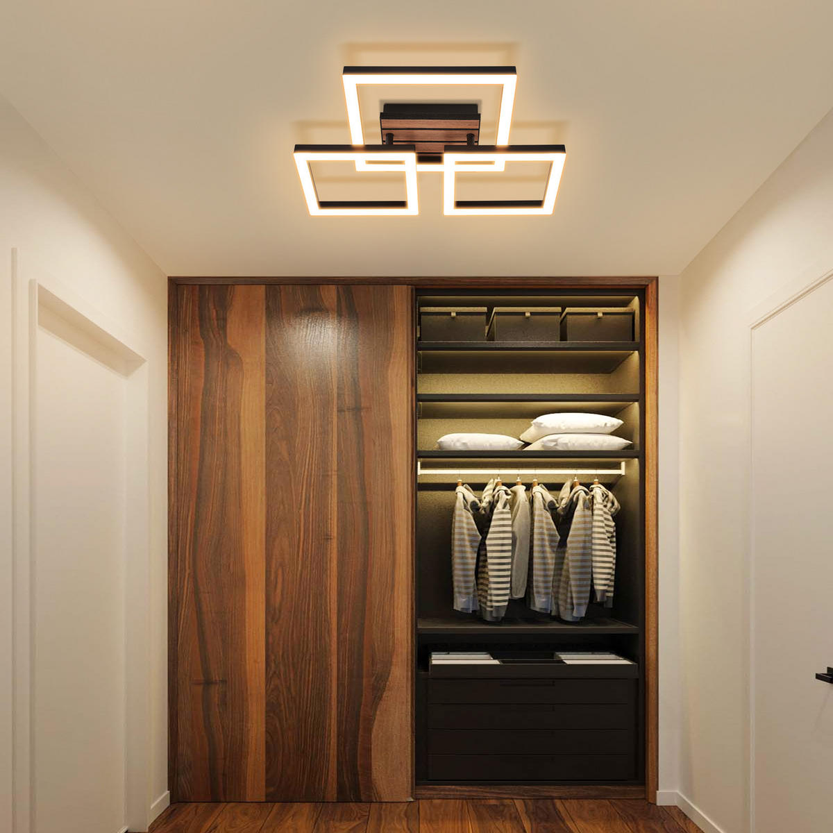LED Deckenleuchte 38/32/8cm - Schwarz, Metall (32/38/8cm) - Nettlife