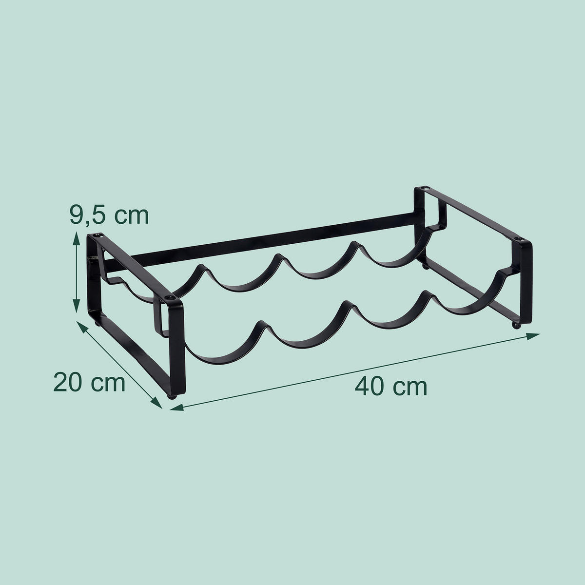 WEINREGAL - Schwarz, Metall (40/9.5/20cm) - Relaxdays