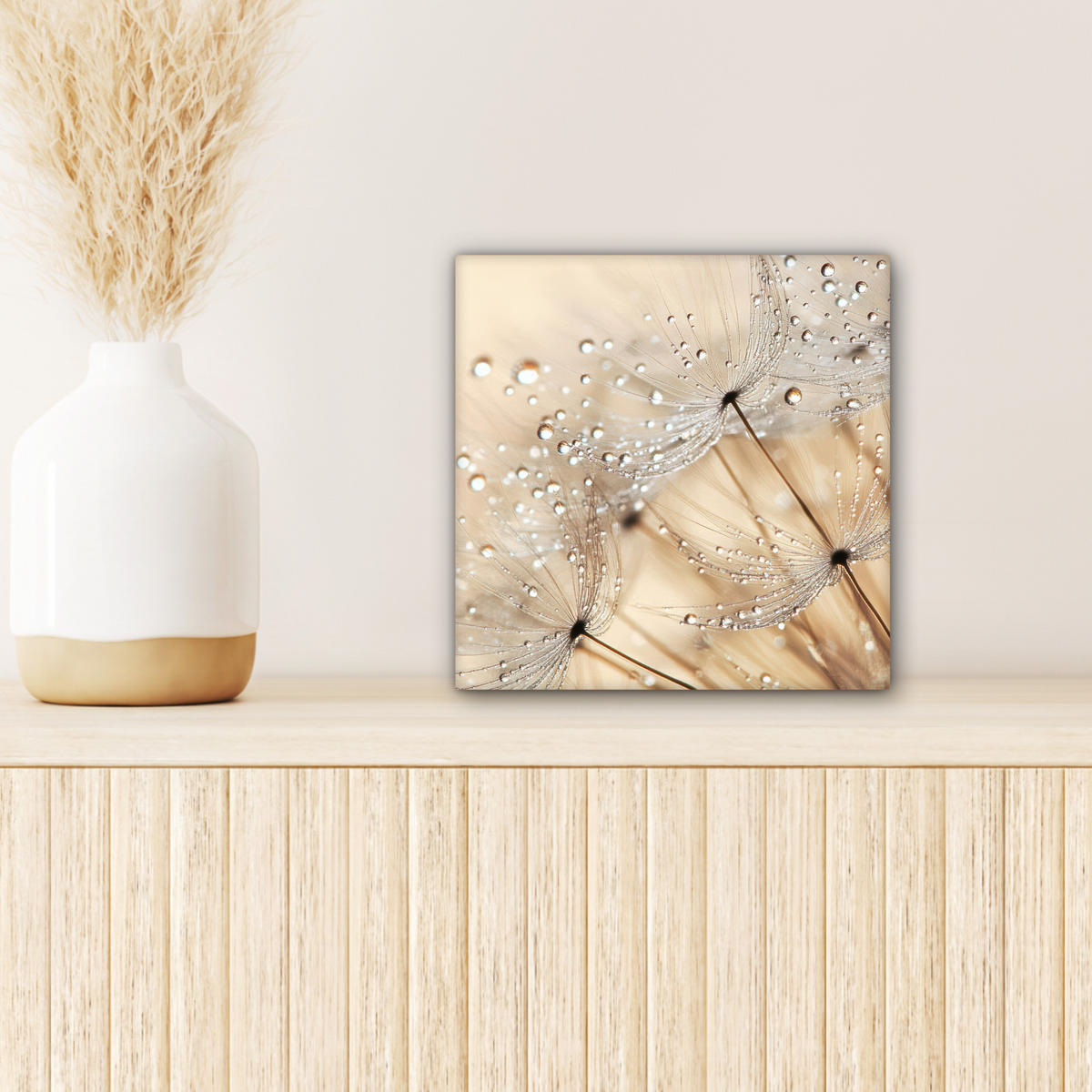 LEINWANDBILD Löwenzahn - Abstrakt - Natur - Beige 20x20 cm - Braun, Textil (20/20cm) - MuchoWow