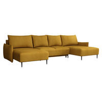 WOHNLANDSCHAFT Santi U - Gelb/Schwarz, Holz/Textil (328/88/160cm) - MIRJAN24