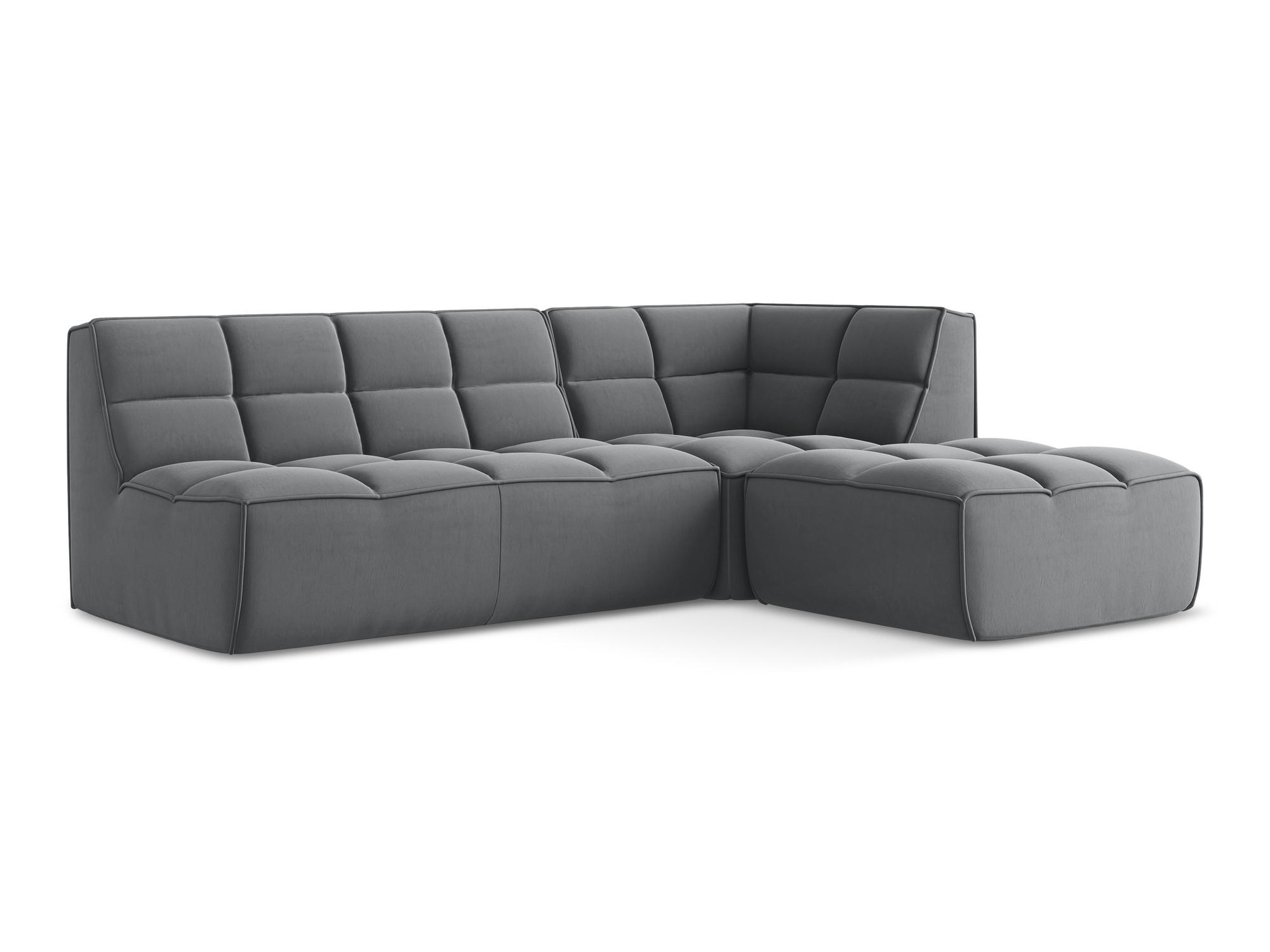 ECKSOFA Beidseitig Samt Stoff Grau - Dunkelgrau/Schwarz, Kunststoff/Textil (258/178cm) - Makamii