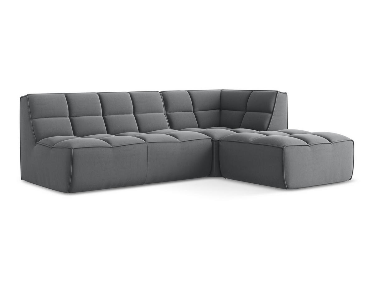 ECKSOFA Beidseitig Samt Stoff Grau - Dunkelgrau/Schwarz, Kunststoff/Textil (258/178cm) - Makamii