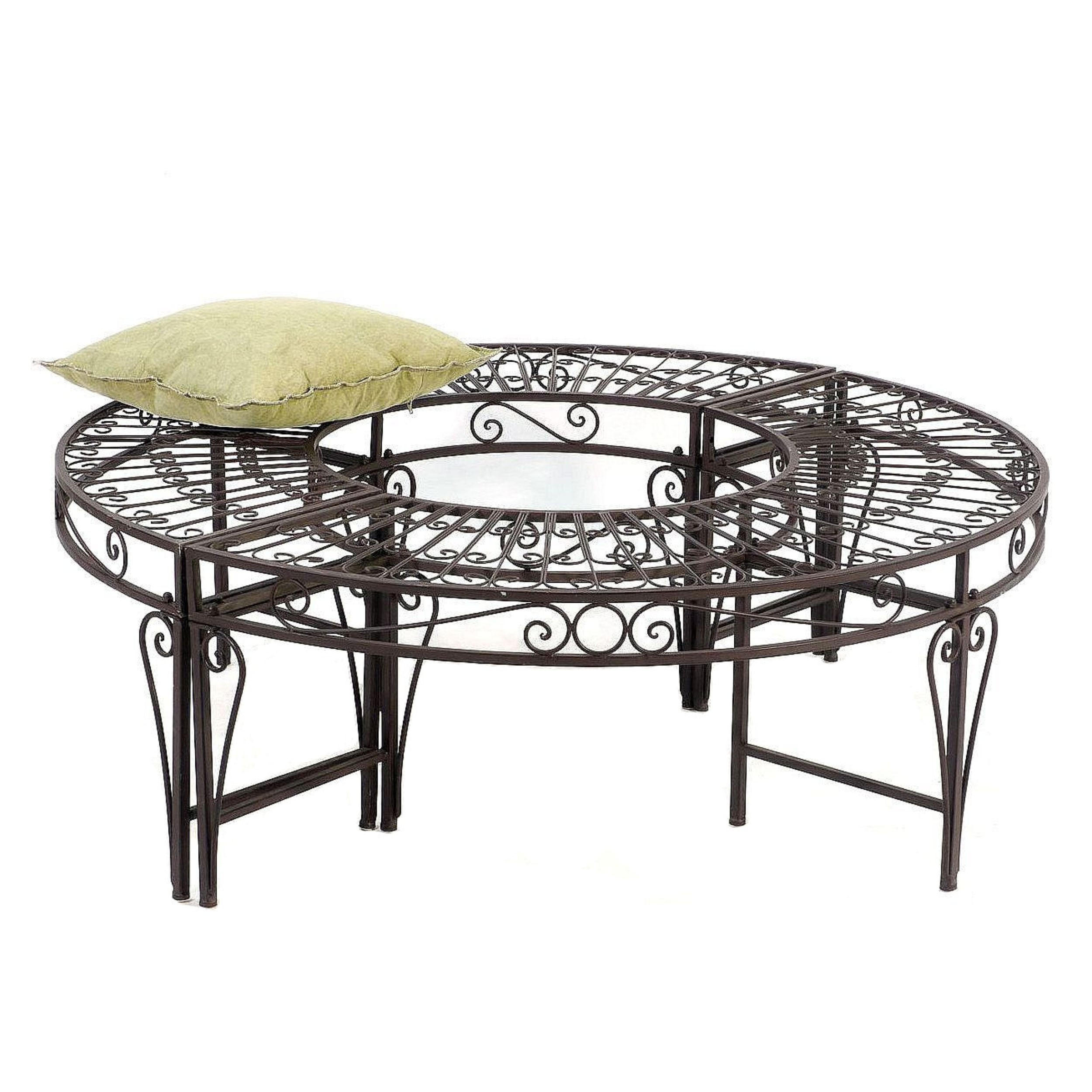 RUNDBANK Garten Metall Braun Ø 135 cm 96188 - Braun, Metall (135/46/135cm) - DanDiBo