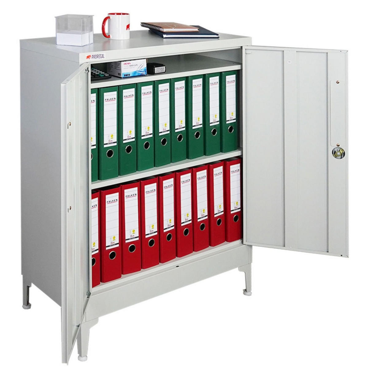 AKTENSCHRANK Elephant 2 Ebenen Lichtgrau 90x80x40cm - Hellgrau, Metall (80/90/40cm) - PROREGAL