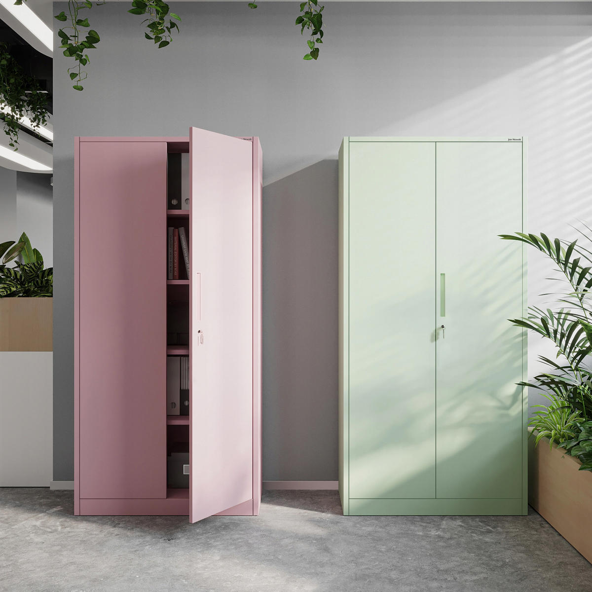 AKTENSCHRANK JAN H - Rosa, Metall (90/195/40cm) - Jan Nowak