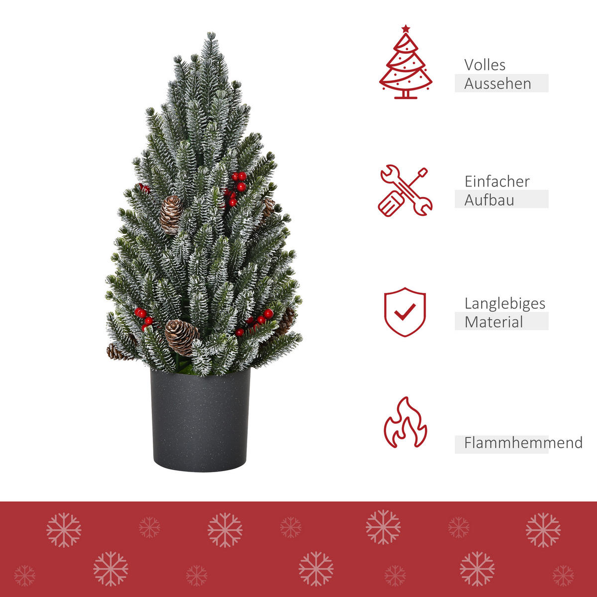 WEIHNACHTSBAUM, 47 cm, PE, PVC, Grün - Grün, Kunststoff (47cm) - HOMCOM