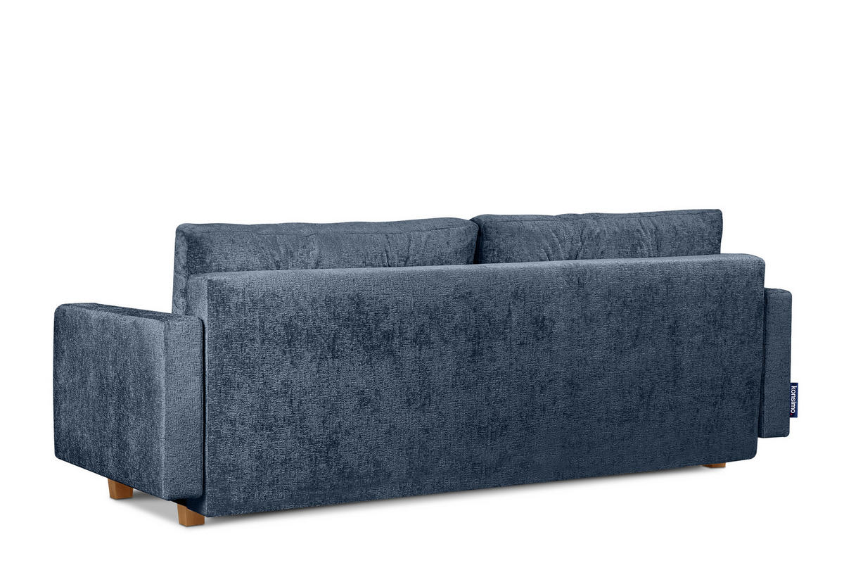3-SITZER-SCHLAFSOFA ERISO mit weiche Sitzfläche und hohe Rückenlehne, Chenille-Stoff, blau - Blau/Braun, Textil (220/80/100cm) - KONSIMO®