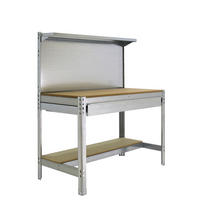 WERKBANK BUFFALO mit Werkzeugwand, Schubfach und Ablage | HxBxT 84x90x61cm | Traglast 400kg | Verzinkt - Silberfarben, Metall (90/84/61cm) - PROREGAL