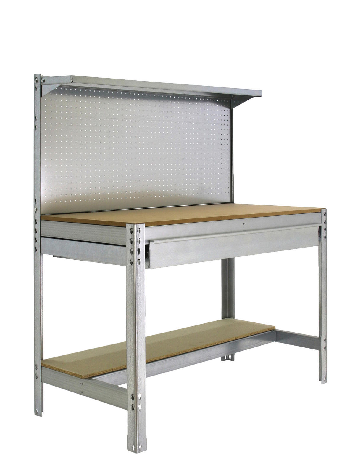 WERKBANK BUFFALO mit Werkzeugwand, Schubfach und Ablage | HxBxT 84x90x61cm | Traglast 400kg | Verzinkt - Silberfarben, Metall (90/84/61cm) - PROREGAL