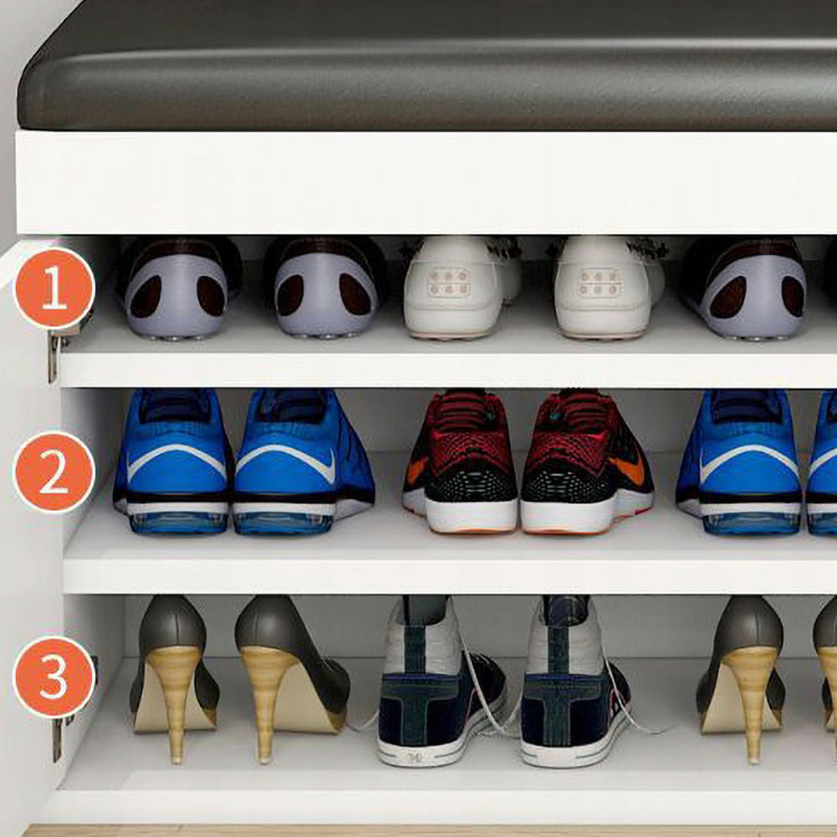 SCHUHSCHRANK modern 60/35/32 cm - Weiß, Holz (60/32cm) - MUVU