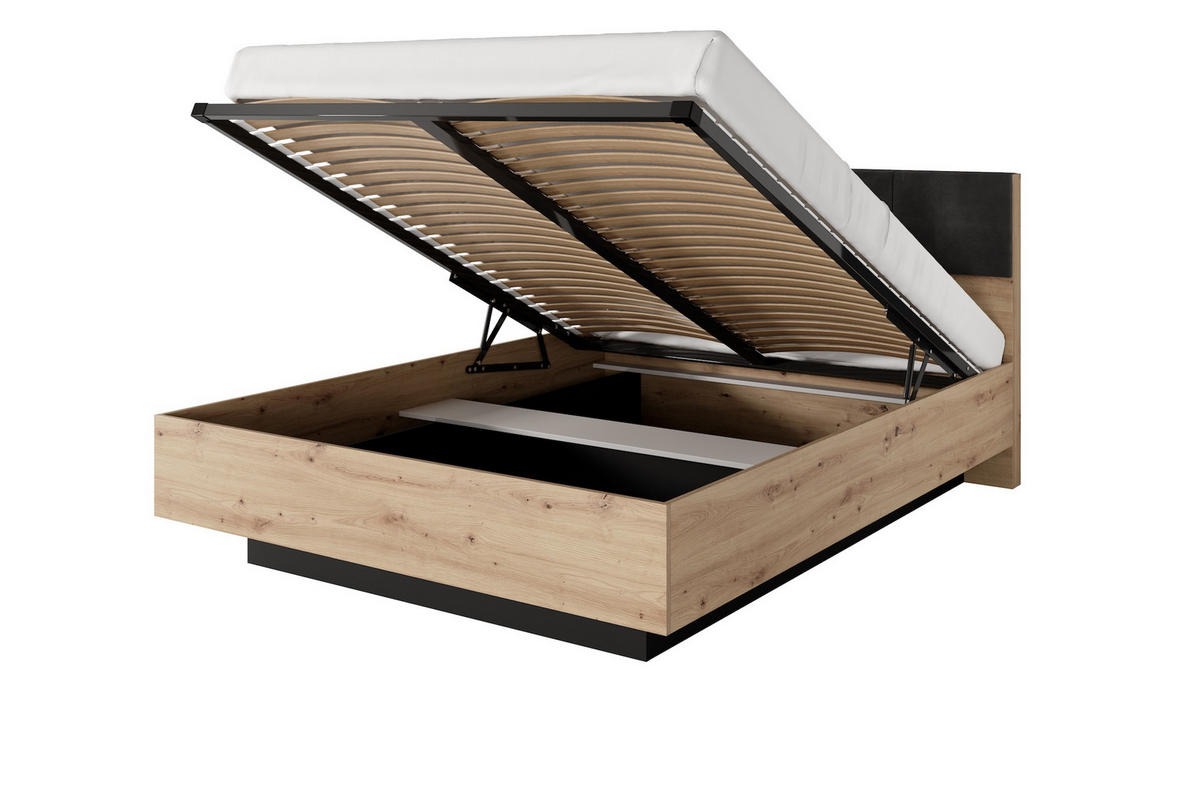 BETT Tally Artisan Eiche / anthrazit 163 cm / 210 cm / 104 cm - Braun, Holz/Holzwerkstoff (160/200cm) - Feldmann-Wohnen