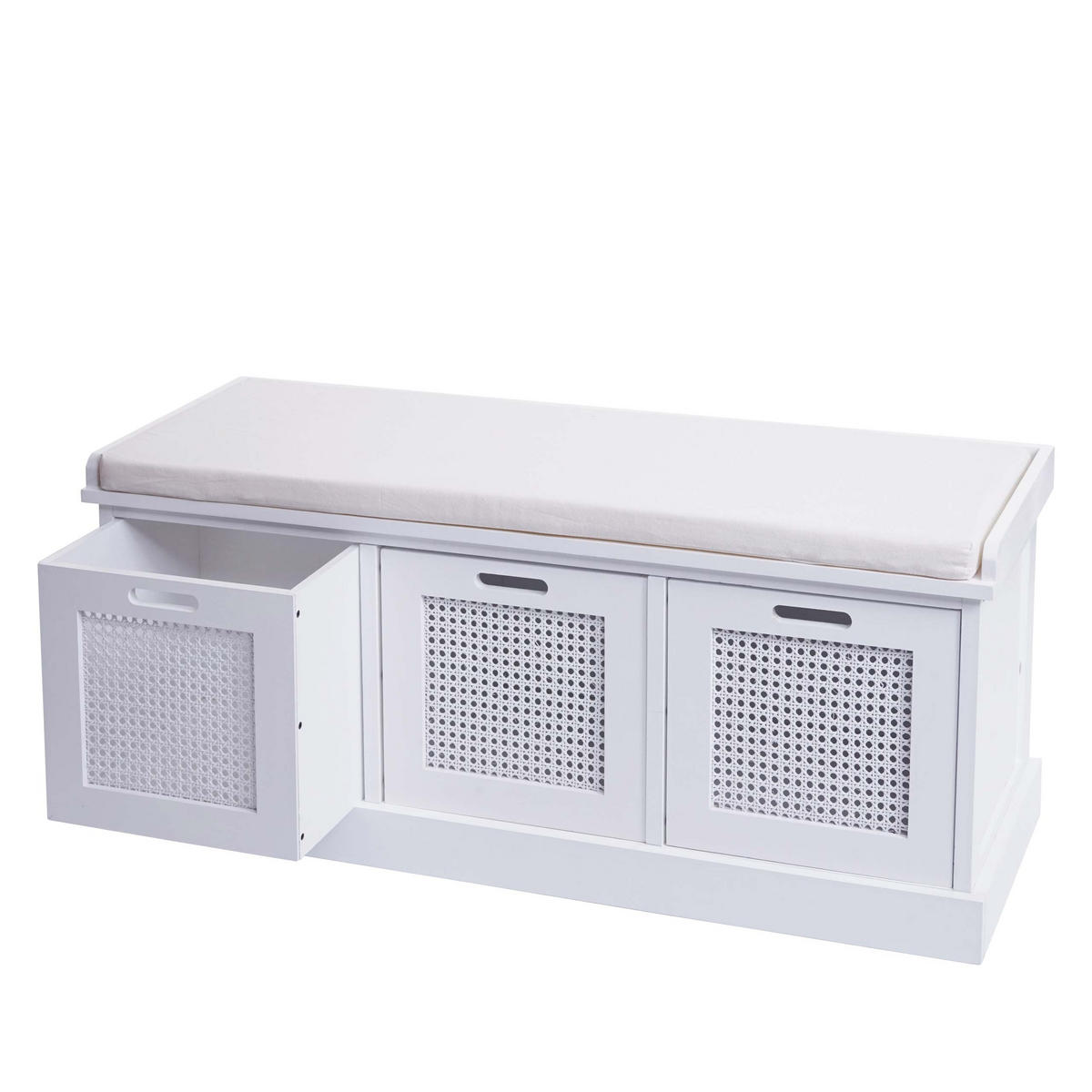 SITZBANK AUFBEWAHRUNGSBOXEN Cremeweiß - Weiß, Holz (110/47/40cm) - MCW