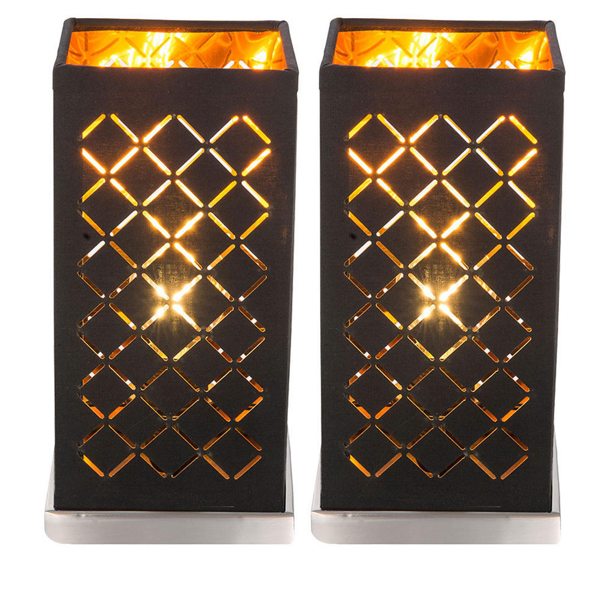 LED TISCHLEUCHTE Clarke Metall Schwarz Gold 2er Set - Schwarz, Metall (11/11/25cm)