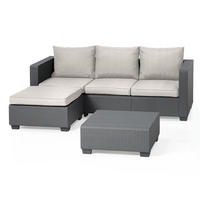 GARTENSOFA Salta 3-Sitzer mit Hocker, Tisch und Kissen in Sand - Anthrazit, Textil - Keter