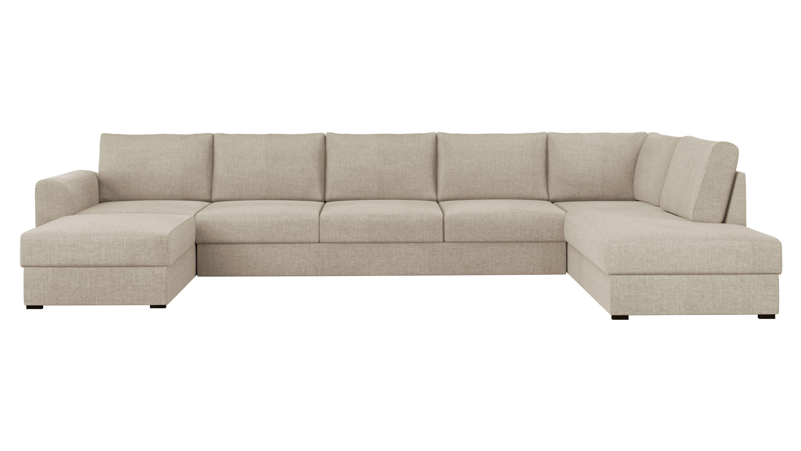 WOHNLANDSCHAFT Wilma Large Premium, Seite: Rechts - Beige/Schwarz, Holz/Textil (370/85/186cm) - MIRJAN24