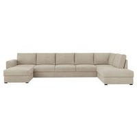 WOHNLANDSCHAFT Wilma Large Premium, Seite: Rechts - Beige/Schwarz, Holz/Textil (370/85/186cm) - MIRJAN24