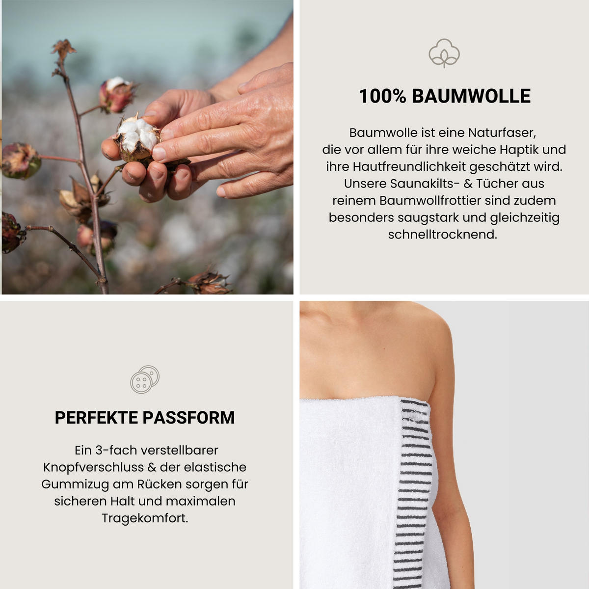 SAUNAKILT Rom Damen - Plus Size - 46-52 - Weiß - Weiß, Textil (85/160cm) - SCHIESSER