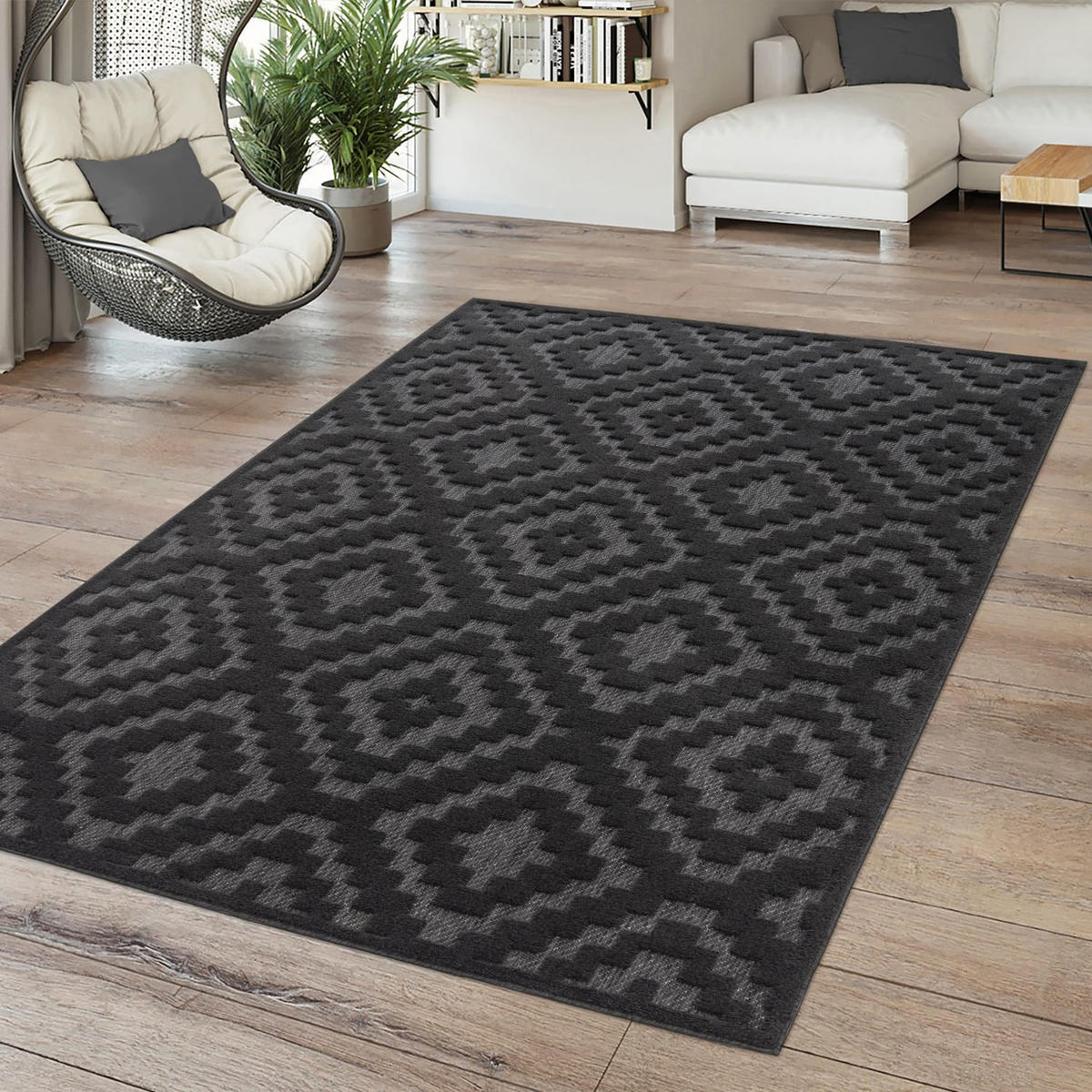 OUTDOORTEPPICH Ethno Anthrazit 80 x 150 cm - Anthrazit, Kunststoff (80/150cm) - TT Home
