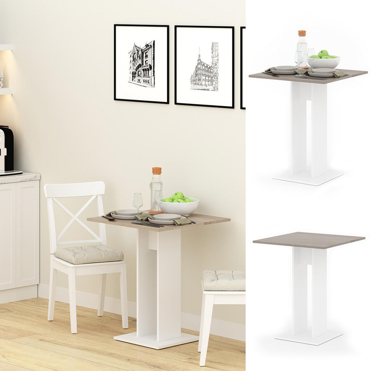 ESSTISCH Repose Sonoma 65 x 65 cm - Sonoma Eiche, Holzwerkstoff (65/65/78cm) - Vicco