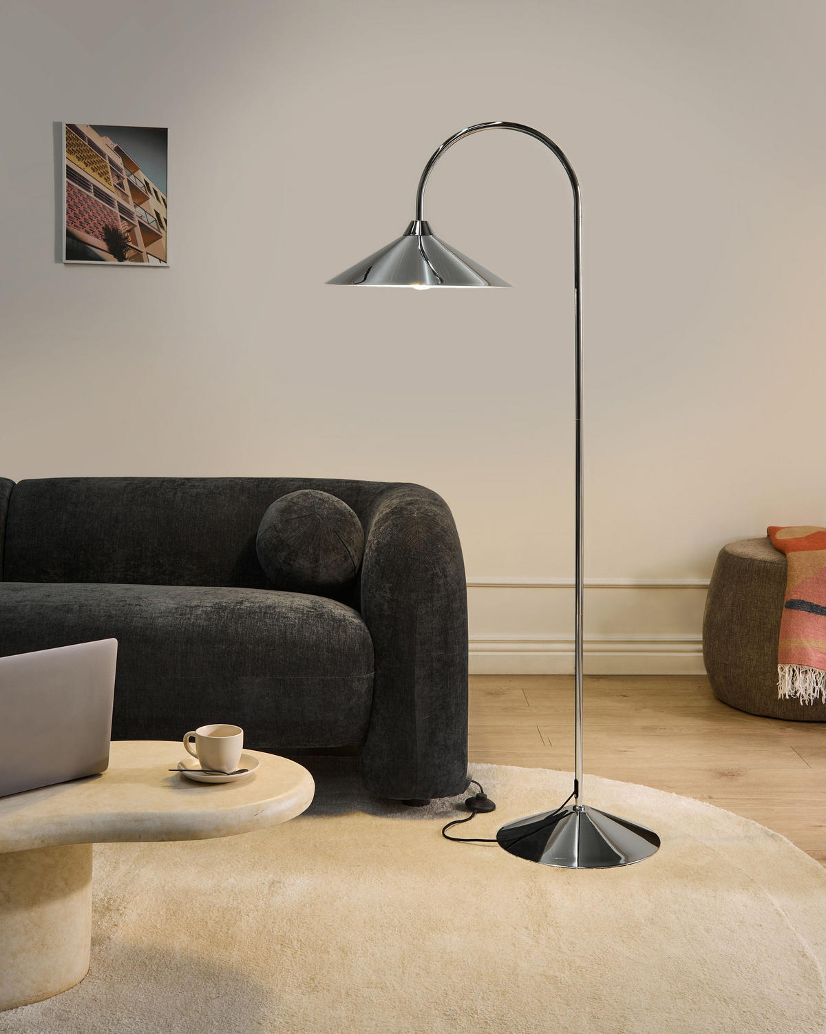 STEHLAMPE Silber Savegre - Silberfarben, Metall (40/66/150cm) - Beliani