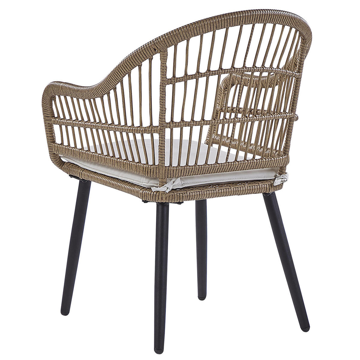 GARTENMÖBEL SET 6-Sitzer Rattan natürlich Auflagen beige Aliano II - Beige/Schwarz, Kunststoff - Beliani