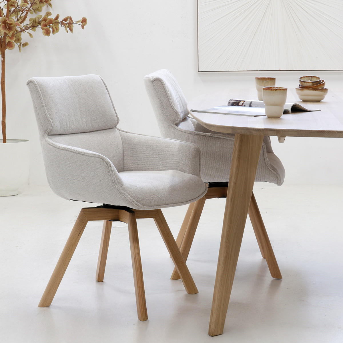 2ER Set - Beige, Holz (57/86/65cm) - Giga Meubel