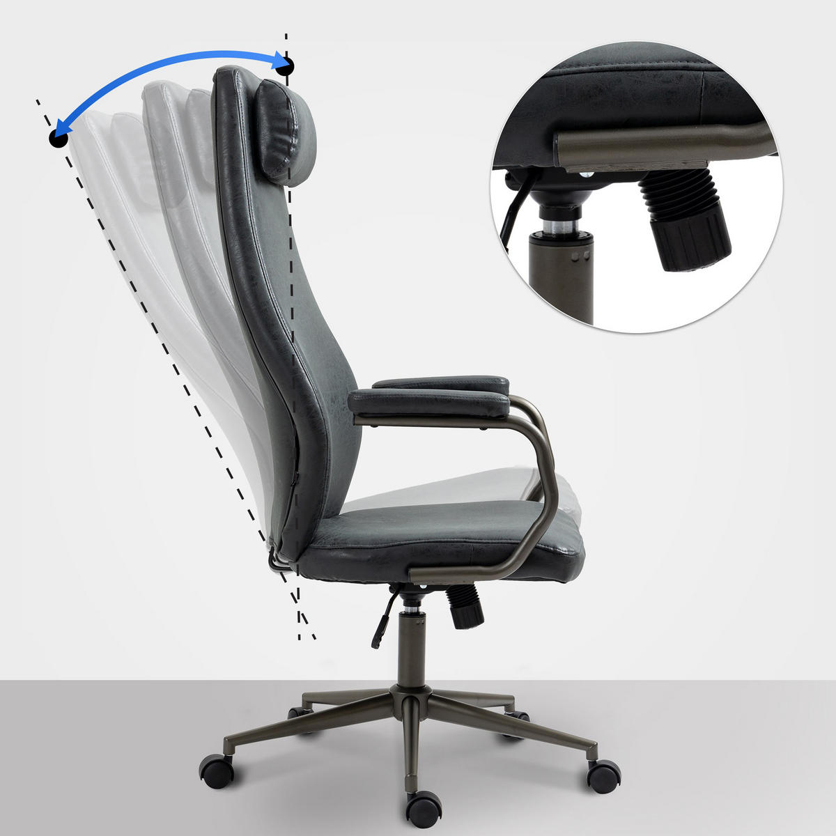 BÜROSTUHL Zephyr antik schwarz - Schwarz, Metall (62/137/66cm) - TPFLiving