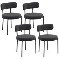ESSZIMMERSTÜHLE 4er-Set DE-13337 Bouclé-Stoff Schwarz - Schwarz, Metall (51/76/51cm) - ComfortXL