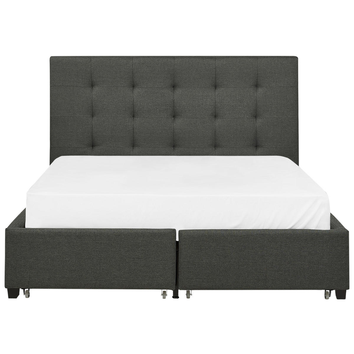 POLSTERBETT140X200 cm Grau La Rochelle - Dunkelgrau, Textil (140/200cm) - Beliani