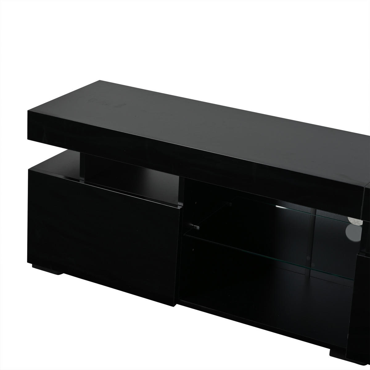 TV-LOWBOARD 180x35x45 cm Schwarz Hochglanz 3 Türen Glas Einlegeböden - Schwarz, Holzwerkstoff (35/45/180cm) - FLIEKS