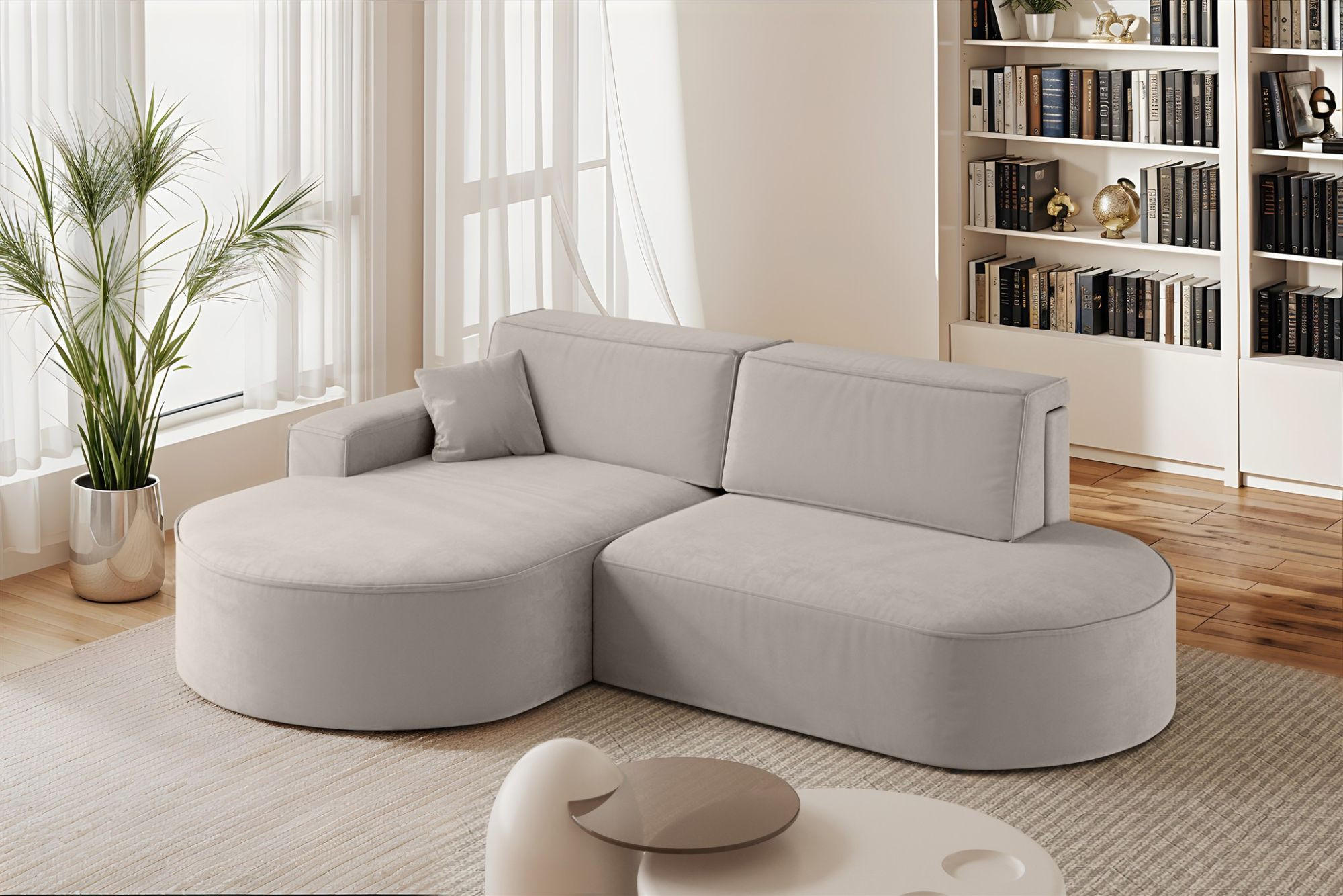 ECKSOFA Venedig Mit Schlaffunktion - Hellgrau, Holzwerkstoff/Textil (278/179cm) - Fun Möbel